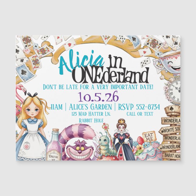 Carte Magnétique ONEderland Premier anniversaire de l'aimant d'invi (Devant)