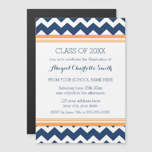 Carte magnétique Orange Blue Chevron Graduon Party