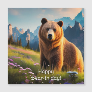 Carte Magnétique Ours grizzli à la montagne Anniversaire