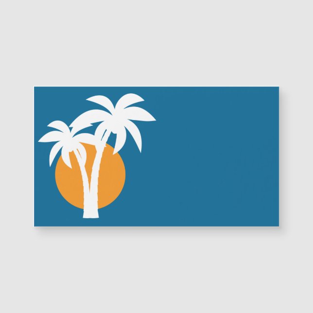 Carte Magnétique Palmiers et soleil orange (Devant)