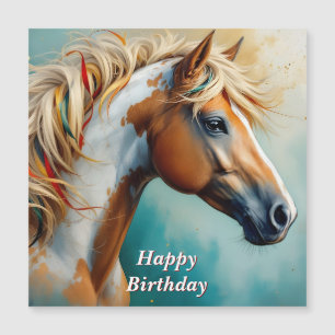 Carte Magnétique Palomino Peinture Mustang Portrait Anniversaire