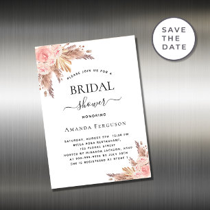 Carte Magnétique Pampas de douche nuptiale rose boho aimant invitat