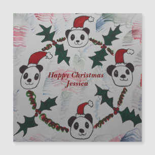 Carte magnétique Panda de Noël