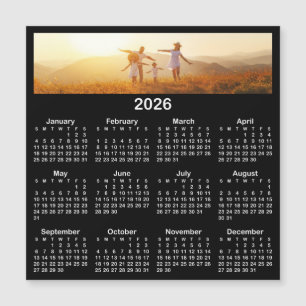 Carte Magnétique Panorama Photo noir blanc 2026 Calendrier magnétiq