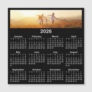Carte Magnétique Panorama Photo noir blanc 2026 Calendrier magnétiq