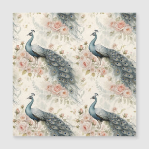 Carte Magnétique Paon Élégant Floral Vintage (2)