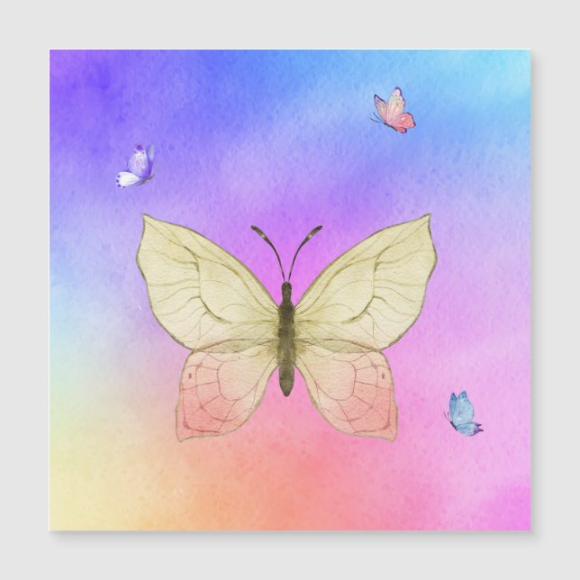 Carte Magnétique Papillon aquarelle (Devant)