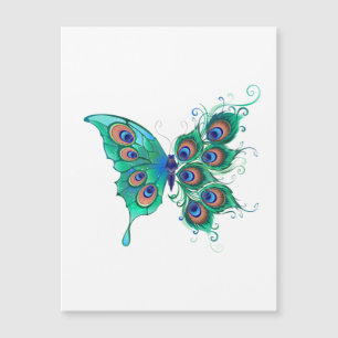 Carte Magnétique Papillon aux plumes de paon vert