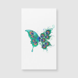 Carte Magnétique Papillon aux plumes de paon vert