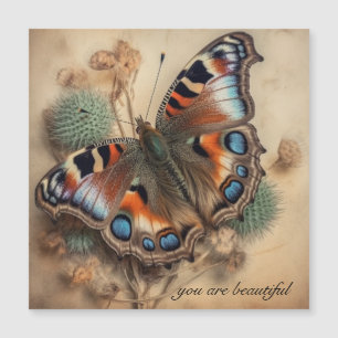 Carte Magnétique Papillon avec ailes motifs paon personnalisable