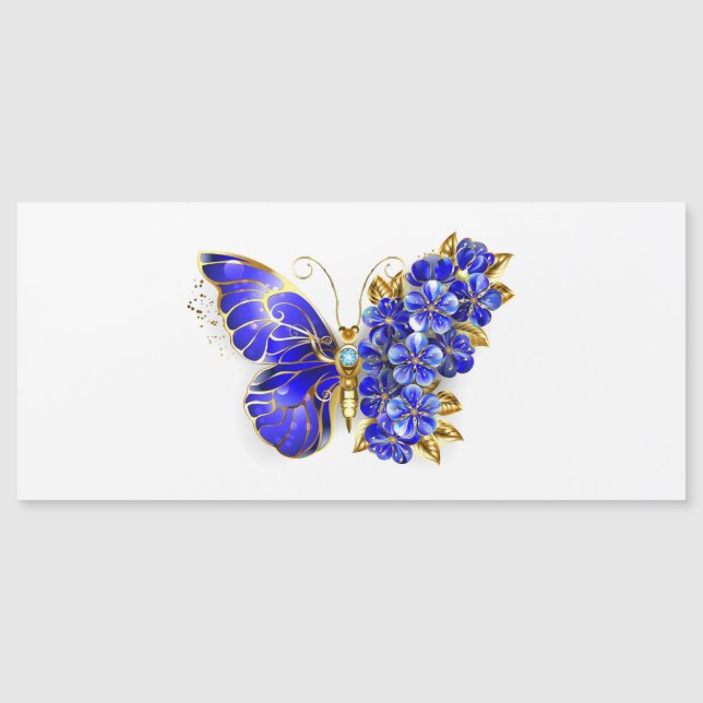 Carte Magnétique Papillon saphir à fleurs (Devant)