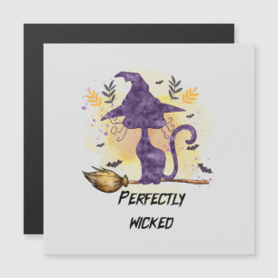 Carte Magnétique Parfaitement Malin - Violet Chat Sorcière Silhouet
