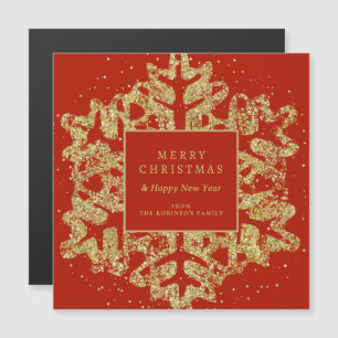 Carte Magnétique Parties scintillant de Noël Or Flocon de neige Ent