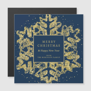 Carte Magnétique Parties scintillant de Noël or Snowflake Entrepris