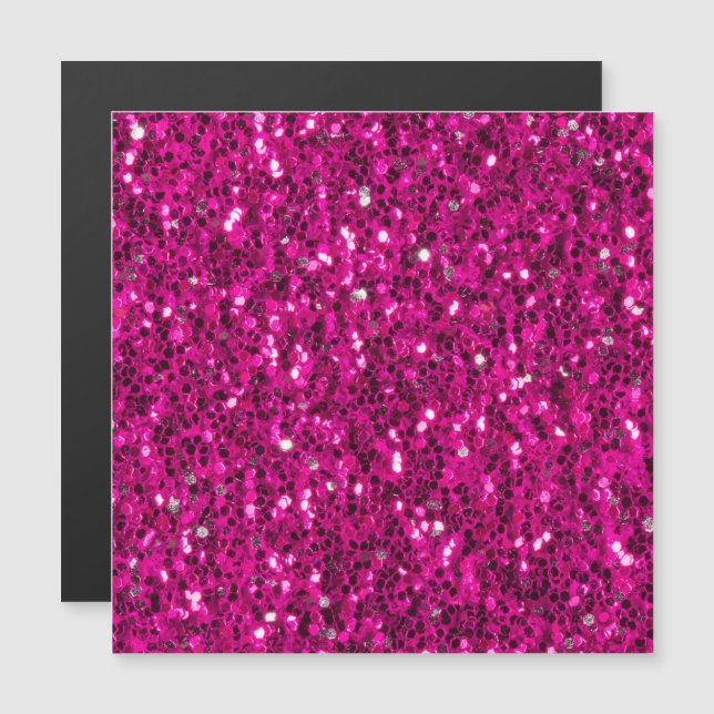 Carte Magnétique Parties scintillant étincelante rose chaud (Devant / Derrière)