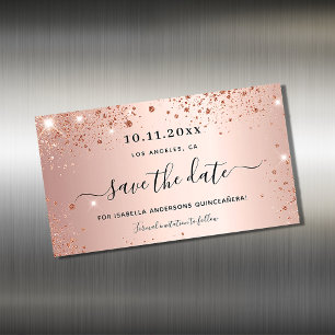Carte Magnétique Parties scintillant or rose Quinceanera enregistre