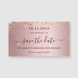 Carte Magnétique Parties scintillant rose pâle d'anniversaire enreg