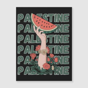 Carte Magnétique pastèque, fleurs et palestine Texte Répéter
