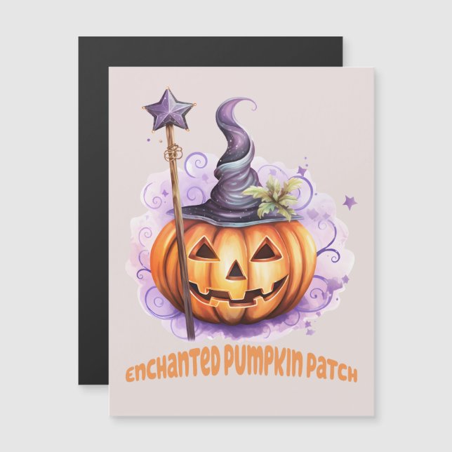 Carte Magnétique Patch Citrouille enchanté - Joli Jack-o’-Lantern (Devant / Derrière)