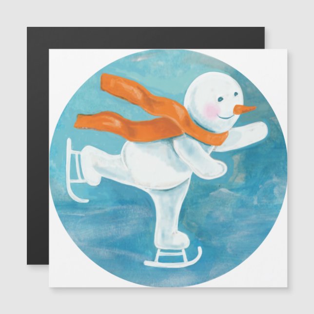 Carte Magnétique Patinage sur glace Snowman (Devant / Derrière)