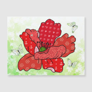 Carte Magnétique Pavot et papillons 