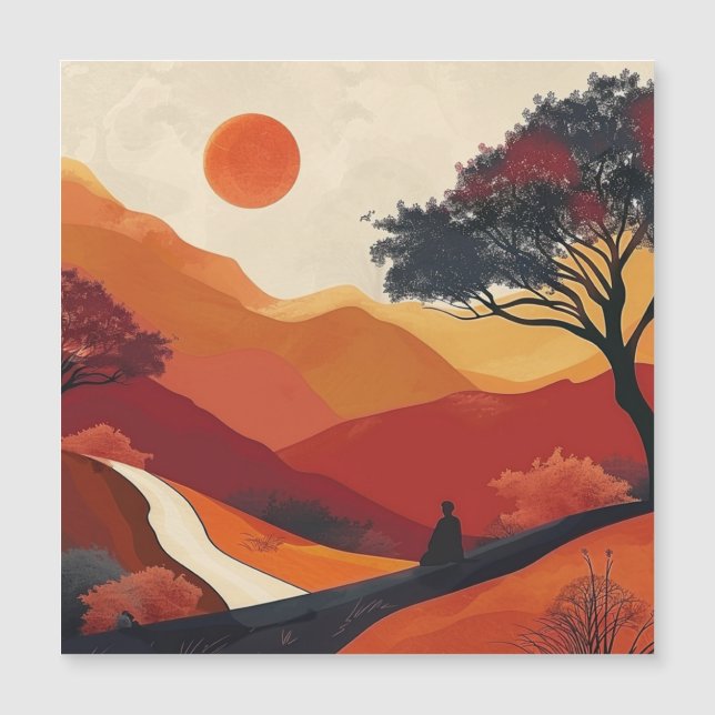 Carte Magnétique Paysage Abstrait de Boho (19) (Devant)