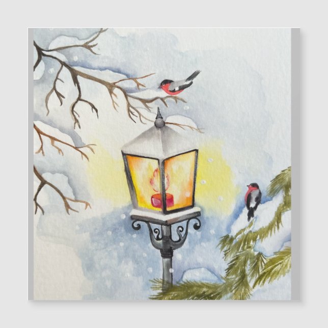 Carte Magnétique Paysage de Noël hiver (Devant)