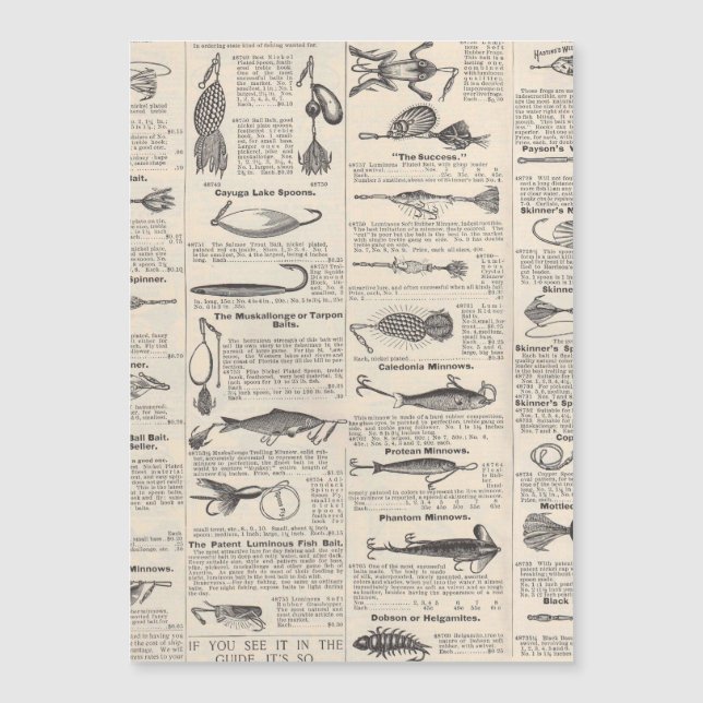 Carte Magnétique Pêche vintage leures : pêcheur d'antiquité des ann (Devant)