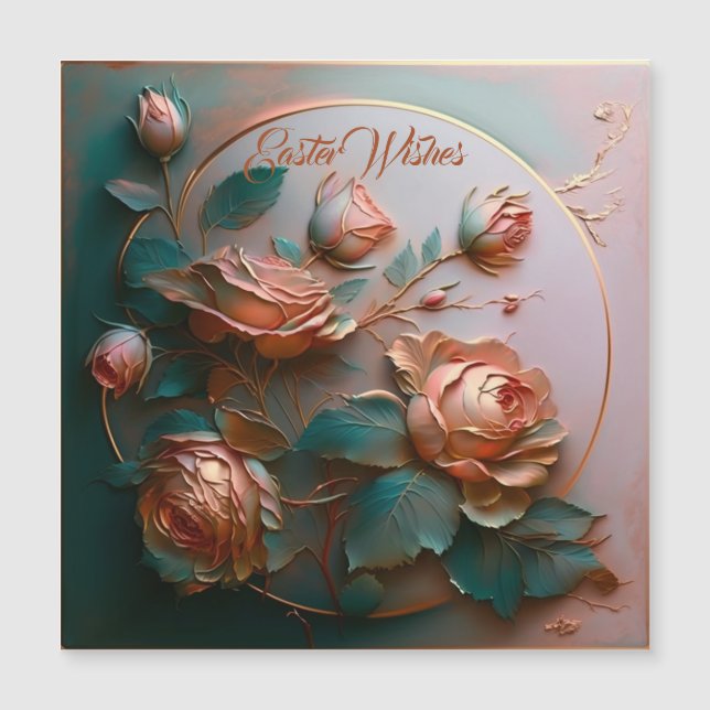 Carte Magnétique Pêcher les Roses sculptés (Devant)