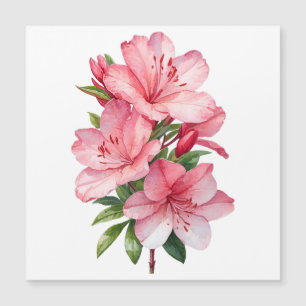 Carte Magnétique peinture aquarelle de fleur d'azalée