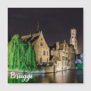 Carte Magnétique Peinture de la vieille ville de Bruges et tour du 