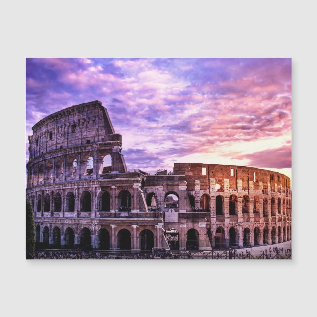 Carte Magnétique Peinture du Colisée à Rome au coucher du soleil (Devant)