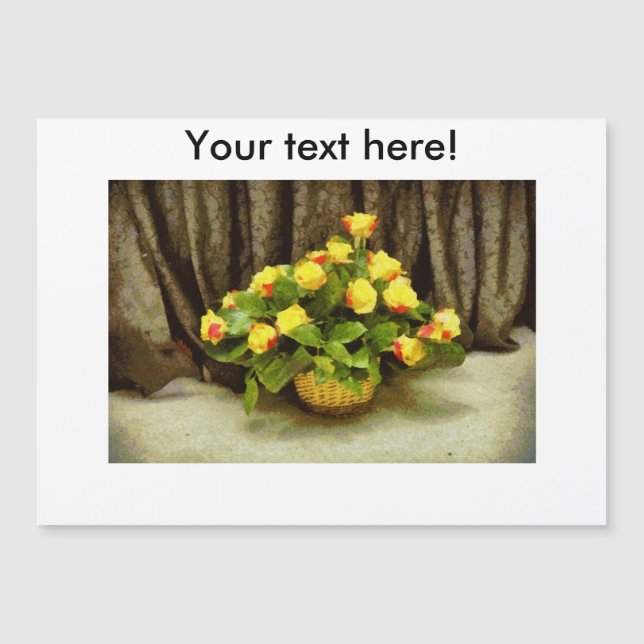 Carte Magnétique Peinture en panier de roses jaunes (Devant)
