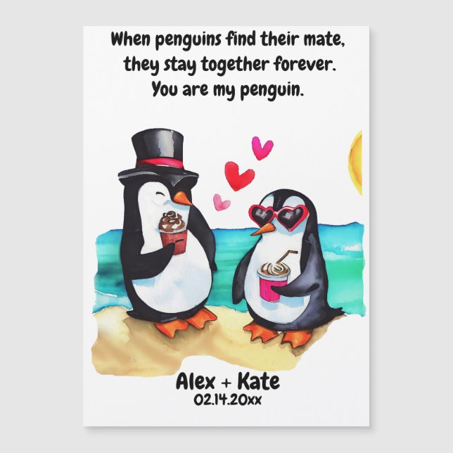 Carte Magnétique Penguin Valentines (Devant)
