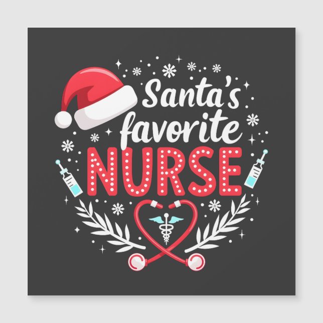 Carte Magnétique Père Noël Infirmière préférée Noël Infirmière (Devant)