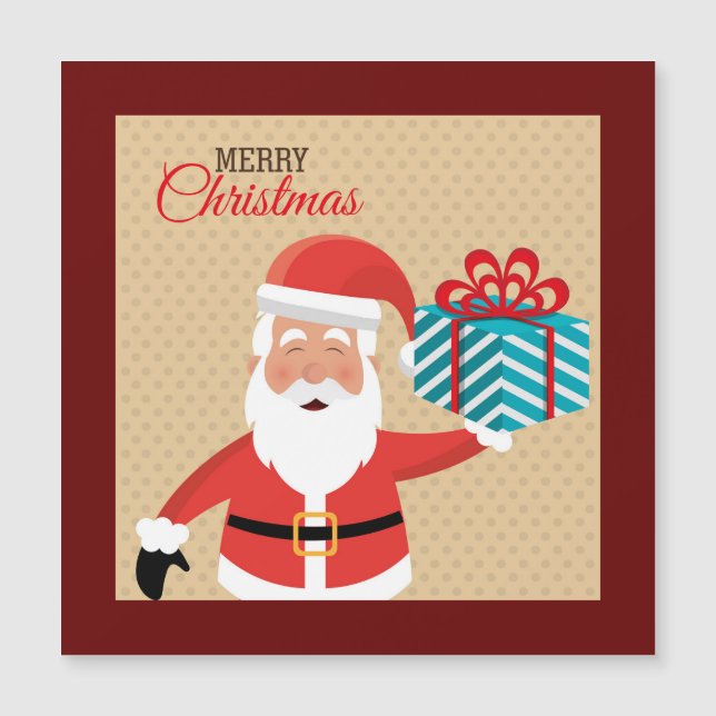 Carte Magnétique Père Noël Joyeux voeux de Noël (Devant)