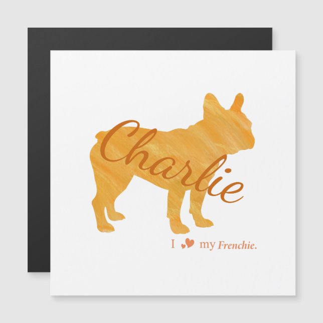Carte Magnétique Personalized French Bulldog Pastel Orange Frenchie (Devant / Derrière)