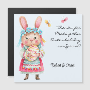 Carte Magnétique Personnalisable, Miss Lapin de Pâques Merci magnét