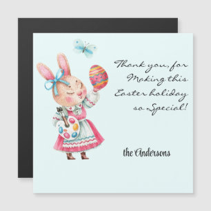 Carte Magnétique Personnalisable, Miss Lapin de Pâques Merci magnét