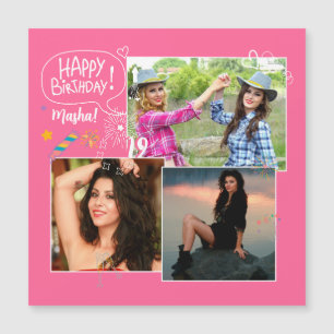 Carte Magnétique Personnalisé Ami Joyeux Anniversaire Photo Collage