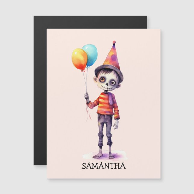 Carte Magnétique Personnalisé Cute Kid Zombie Halloween (Devant / Derrière)