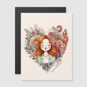 Carte Magnétique Personnalisé Floral Jolie Dame