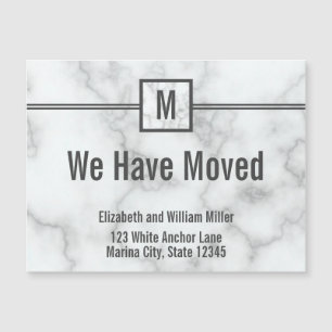 Carte Magnétique Personnalisé Monogramme Faux Marbre Moving Faire-p