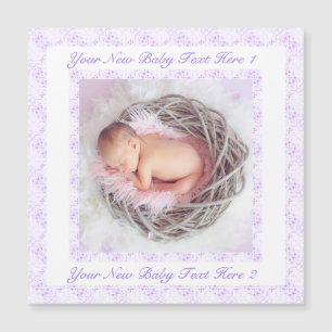 Carte Magnétique Personnalisé Nouveaux Parents Lilac rose bébé fill