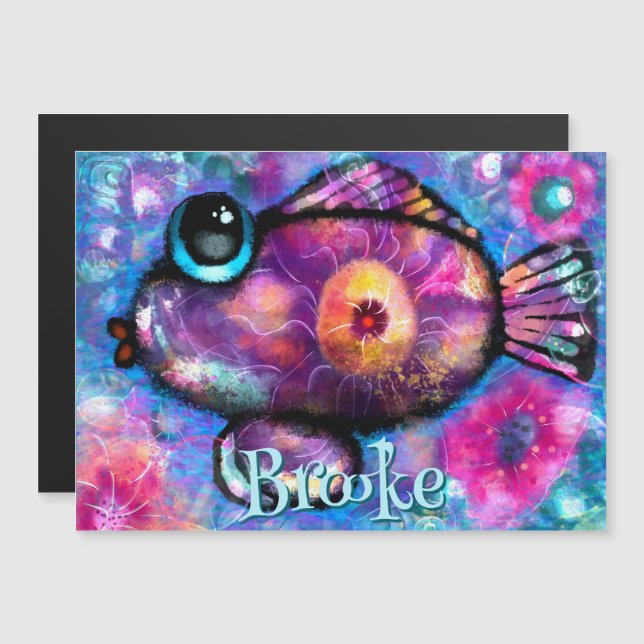 Carte magnétique personnalisée Whimsical Big Eye F (Devant / Derrière)