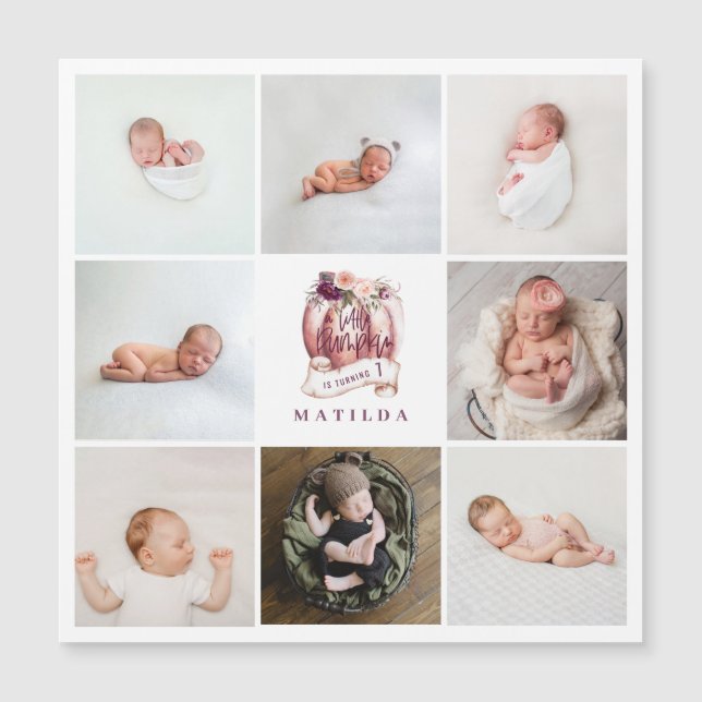 Carte Magnétique petit citrouille âge violet âge anniversaire multi (Devant)