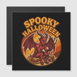 Carte Magnétique Petit diable effrayant Halloween Design Rétro