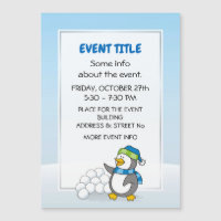 Petit manchot avec boules de neige agitant