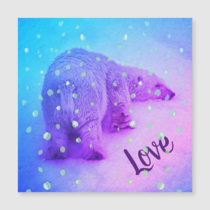 Carte Magnétique Petit Ours Polaire qui met sa tête sur la neige
