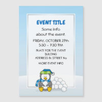 Petit pingouin assis avec des boules de neige